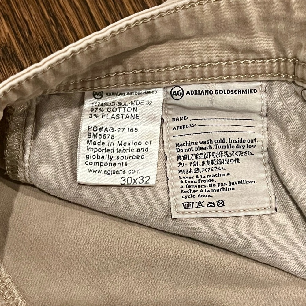 AG Adriano Goldschmied Men’s The Graduate Khaki Chino Pants 30 x 32 - Picture 3 of 5